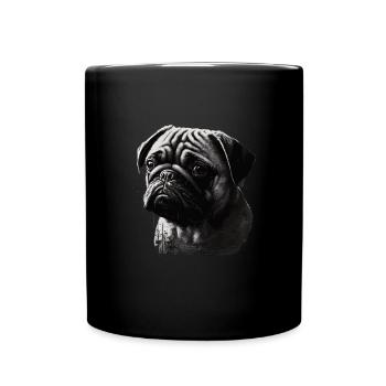 Mops-schablonen-design Weiß Und Schwarz - Tasse einfarbig - Schwarz - Vorne