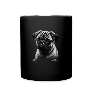 Mops-schablonen-design Weiß Und Schwarz - Tasse einfarbig - Schwarz - Vorne