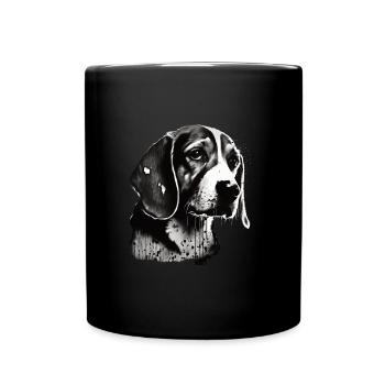 Beagle Bild Portrait - Tasse einfarbig - Schwarz - Vorne