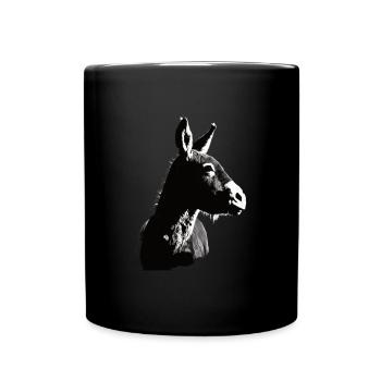 Esel Kunstvoller Schablonendruck - Tasse einfarbig - Schwarz - Vorne