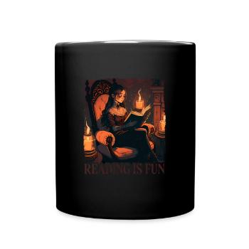 Reading is Fun Goth - Tasse einfarbig - Schwarz - Vorne