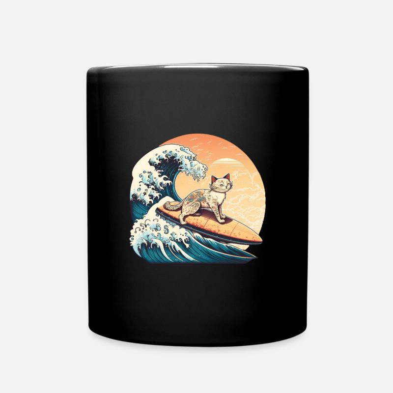 Chat Kanagawa Art japonais - Mug uni - noir