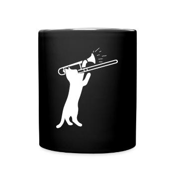 Cat Trompete Trumpet Music Band Retro Musician - Tasse einfarbig - Schwarz - Vorne