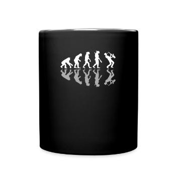 Funny Human Evolution Sax Player Saxophone Jazz - Tasse einfarbig - Schwarz - Vorne