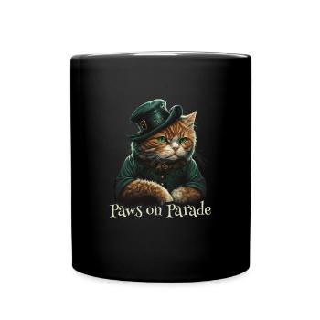 Paws on Parade Cat St. Patty Day - Full Colour Mug - black - Front