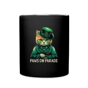 Paws on Parade Cat St. Patty Day - Full Colour Mug - black - Front