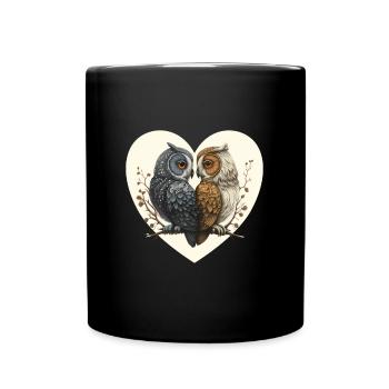 Owl Heart Valentine's Day - Full Colour Mug - black - Front