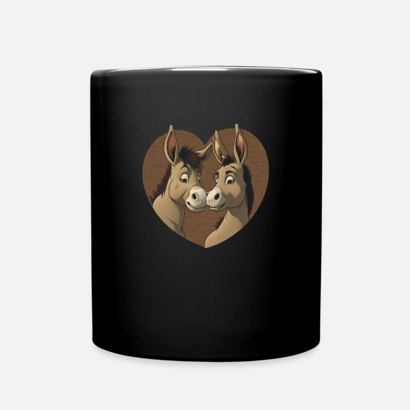 Donkey Heart Valentine's Day - Tasse einfarbig - Schwarz