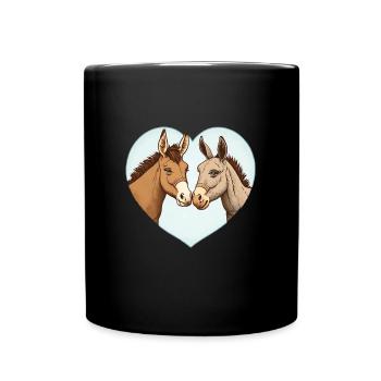 Donkey and Horse Love Valentine's Day - Full Colour Mug - black - Front
