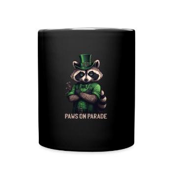 Paws on Parade Raccoon St. Patty - Full Colour Mug - black - Front