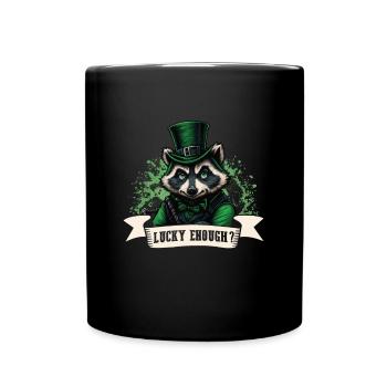 Lucky Enough? Raccoon St. Patty - Full Colour Mug - black - Front