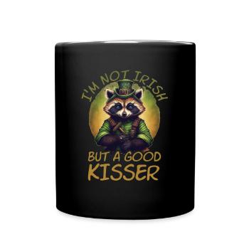 I'm not Irish but a good Kisser Raccoon St. Patty - Tasse einfarbig - Schwarz - Vorne