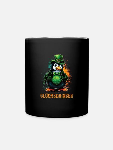 Glücksbringer Pinguin St. Patty - Tasse einfarbig - Schwarz