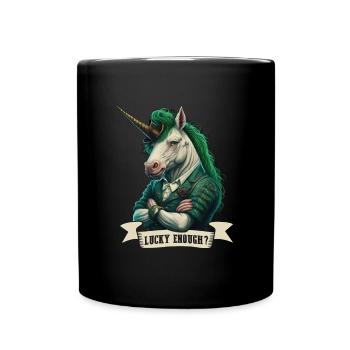 Lucky Enough? Unicorn St. Patty - Full Colour Mug - black - Front