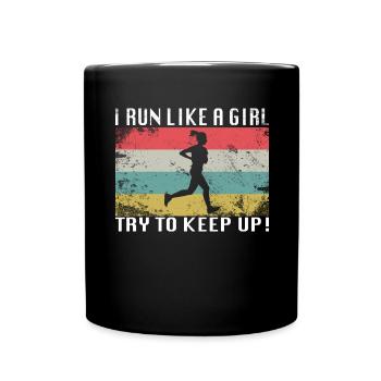 Running Women Running Gift Idea - Full Colour Mug - black - Front