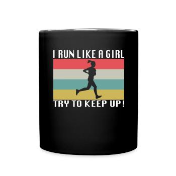 Running Women Running Gift Idea - Full Colour Mug - black - Front
