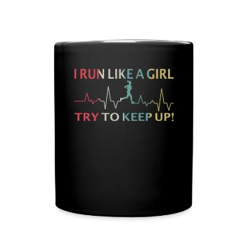 Running Women Running Gift Idea - Full Colour Mug - black - Front