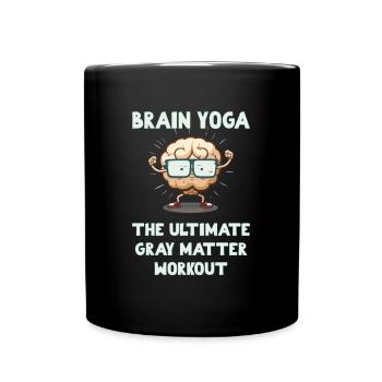 Brain Yoga The Ultimate Gray Matter Workout - Full Colour Mug - black - Front