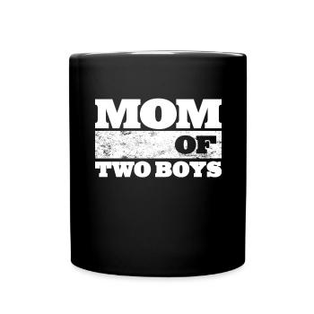 Mama Mom of two Boys Geschenkidee Muttertag - Tasse einfarbig - Schwarz - Vorne