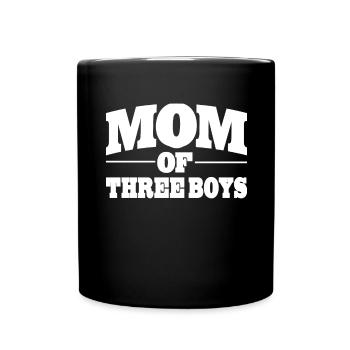 Mama Mom of three Boys Geschenkidee Muttertag - Tasse einfarbig - Schwarz - Vorne