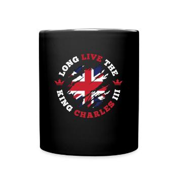King Charles 3. Krönung der britischen Flagge - Tasse einfarbig - Schwarz - Vorne