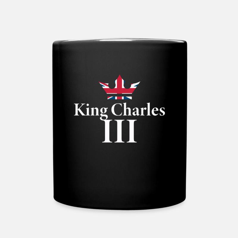 British Crown King Charles III UK Royalty - Full Colour Mug - black