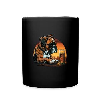 Grumpy Boxer boit du whisky - Mug uni - noir - Devant