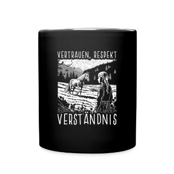 Vertrauen, Respekt und Verständnis - Tasse einfarbig - Schwarz - Vorne