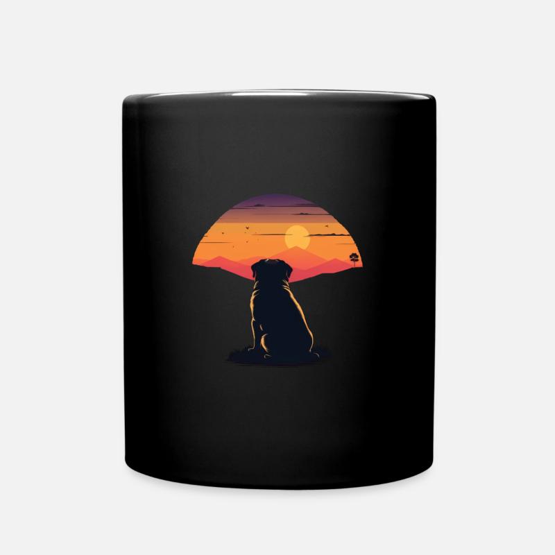 Mops Sonnenuntergang - Tasse einfarbig - Schwarz