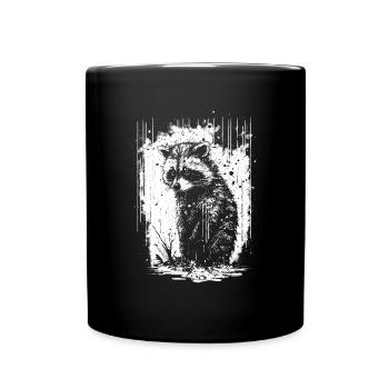 Waschbär Weiß & Schwarz Schablone - Tasse einfarbig - Schwarz - Vorne