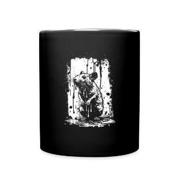 Rat Stencil Art White and Black - Full Colour Mug - black - Front