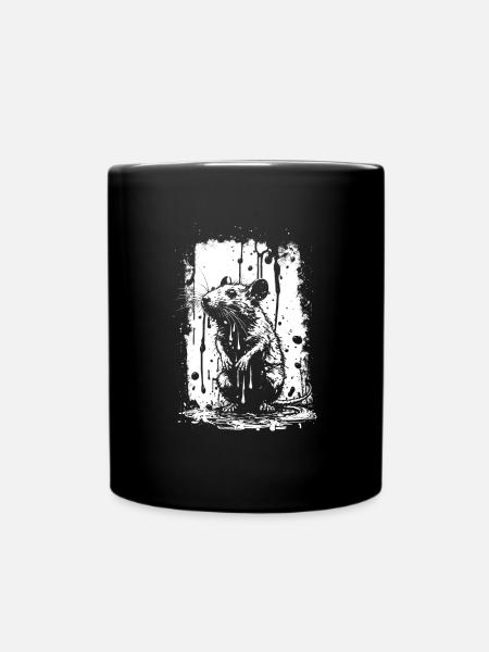 Pochoir de rat Art Blanc et Noir - Mug uni - noir