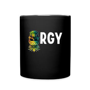 Orgy Upside Down Pineapple Skull Swinger Swinging - Full Colour Mug - black - Front