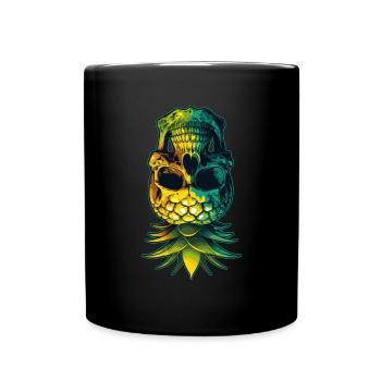 Upside Down Pineapple Skull Swinger Swinging Gift - Full Colour Mug - black - Front