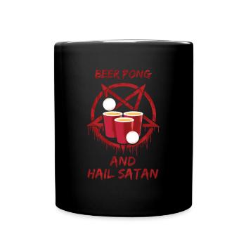 Beer Pong and Hail Satan - Full Colour Mug - black - Front