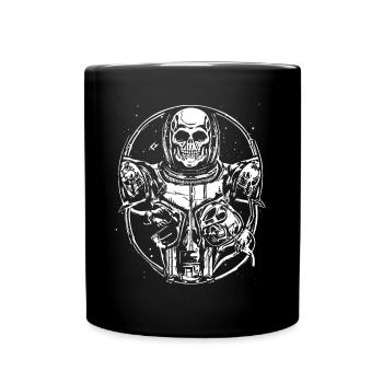 Comic Art Skelett im Raumanzug - Tasse einfarbig - Schwarz - Vorne