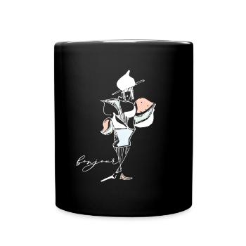 Bonjour - Tasse einfarbig - Schwarz - Vorne