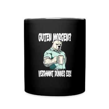 Kaffee Morgenmuffel grumpy Eisbär - Tasse einfarbig - Schwarz - Vorne