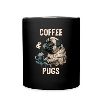 Coffee & Pugs - Tasse einfarbig - Schwarz - Vorne