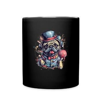 Cute Pug Little Dog - Full Colour Mug - black - Front