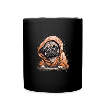 Cute Pug Little Dog - Full Colour Mug - black - Front