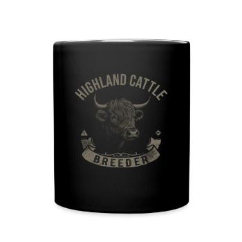 Highland Cattle Highland Cattle Highland Cattle Cow - Full Colour Mug - black - Front