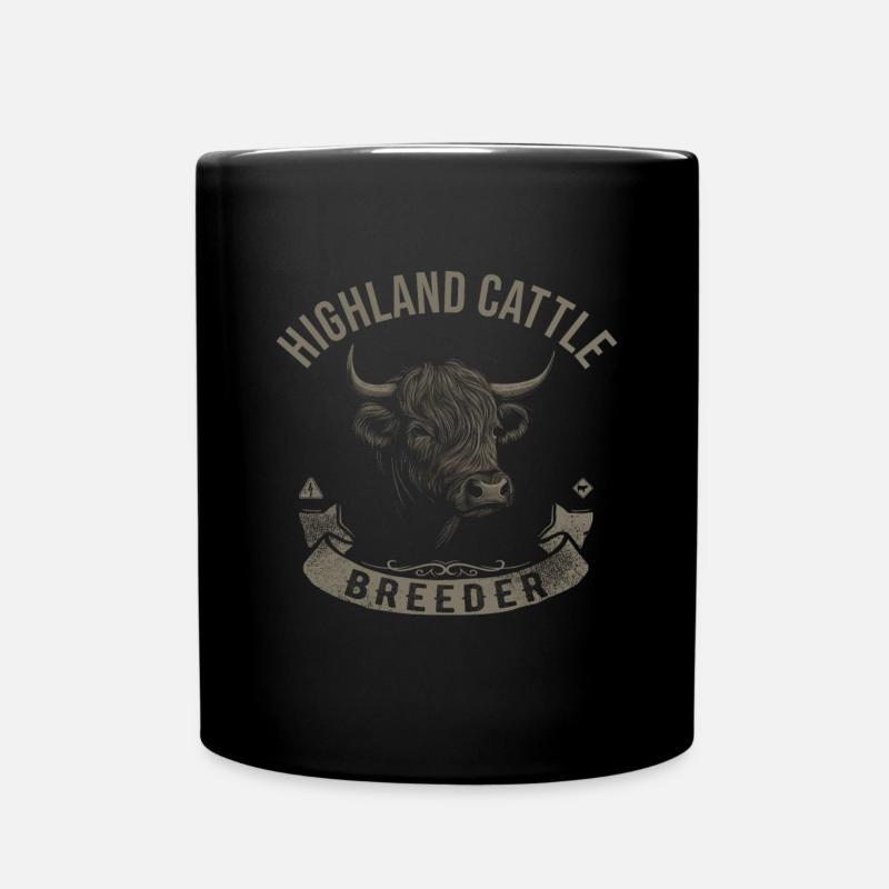 Hochlandrind Hochland Rind Highland Cattle Kuh - Tasse einfarbig - Schwarz