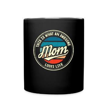 Muttertag Mutter Mummy Erster Retro Geschenk - Tasse einfarbig - Schwarz - Vorne