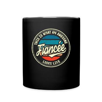 Fiancée Best Wedding Proposal Retro Gift - Full Colour Mug - black - Front