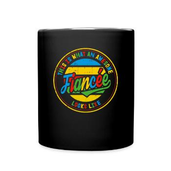 Fiancée Best Wedding Proposal Retro Gift - Full Colour Mug - black - Front