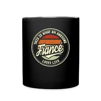 Fiancé Best Wedding Proposal Retro Gift - Full Colour Mug - black - Front