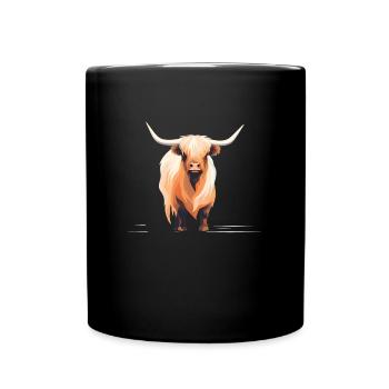 Geometrisches Hochlandkuh-design - Tasse einfarbig - Schwarz - Vorne