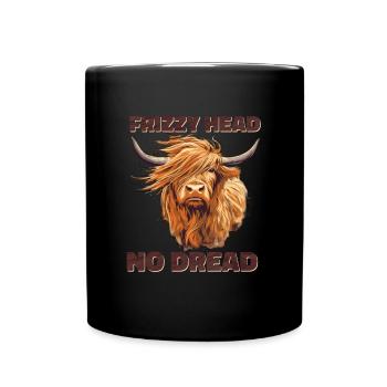 Frizzy Head No Dread Highland Cow - Full Colour Mug - black - Front