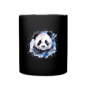 Portrait à l’aquarelle de panda - Mug uni - noir - Devant